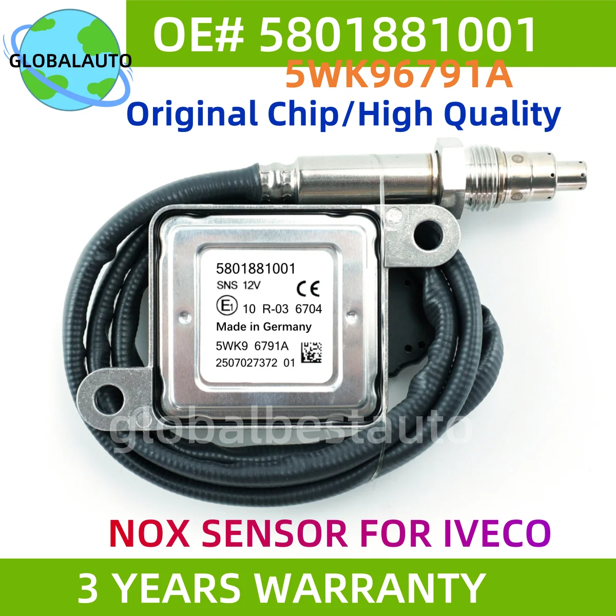 

NEW Nitrogen Oxides Sensor NOX Sensor 5801881001 5WK96791A 5WK9 6791A For IVECO Daily 3.0 E6 Trucks 2014-2018 12V High Quality