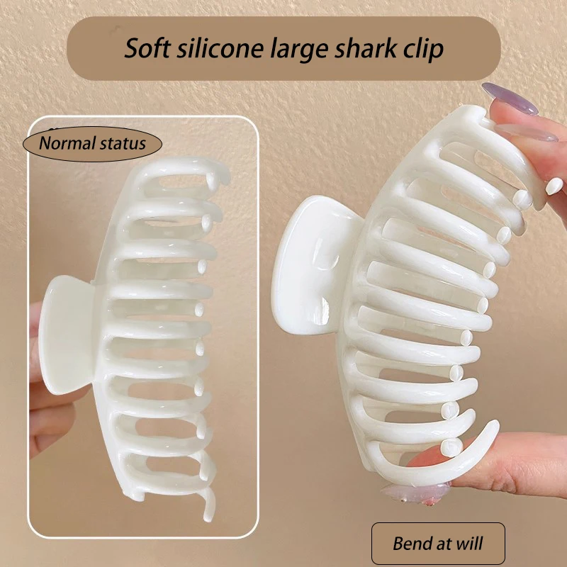 Soft Rubber Glossy Five-Color Bone-Shaped Pointed Cross Hair Clip For Women'S Updo Fashion Shark Clip Hair Accessory