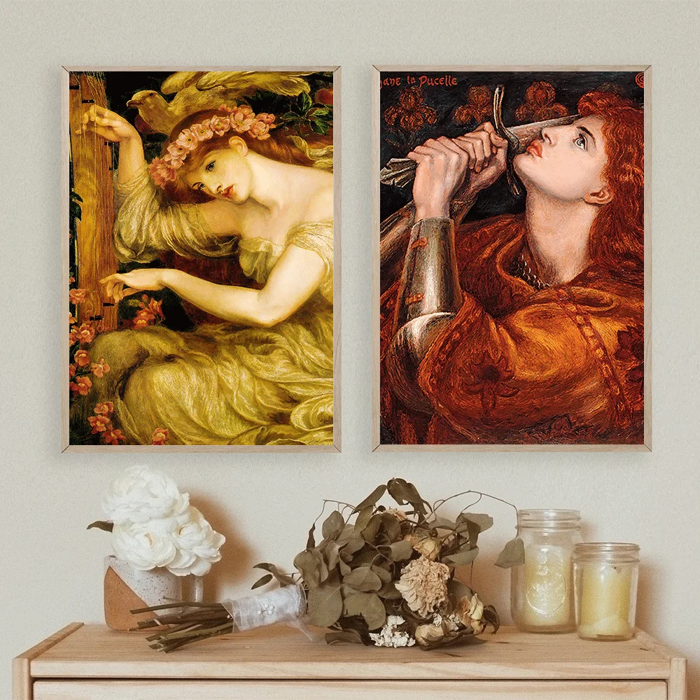 Dante Gabriel Rossetti Art Painting On Canvas Poster Joan of Arc and A Sea Spell Prints Gallery Wall Pictures Living Room Decor