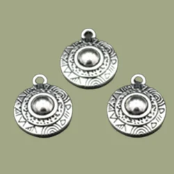 10pcs Silver Color Macedonia Round Shield Alloy Pendants DIY Charm Necklace Earrings Jewelry Carfts Making 20*18mm A641