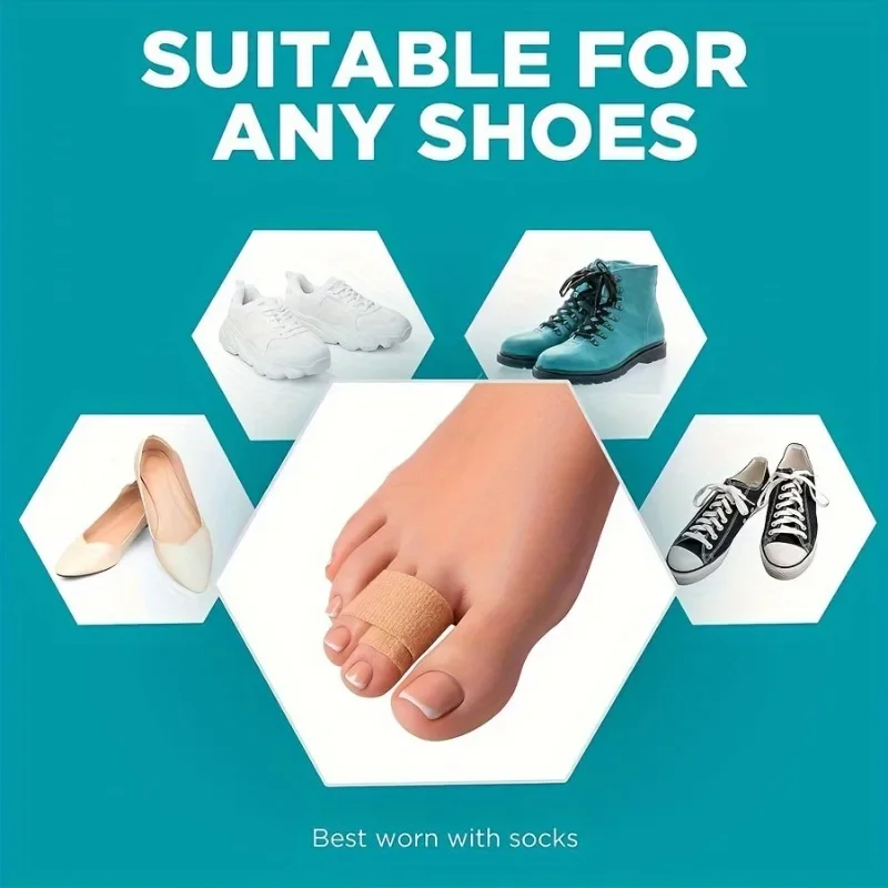 Reusable Hammer Toe Straightener, Toe Splints Cushions Bandages, For Correcting Crooked & Overlapping Toes Protector
