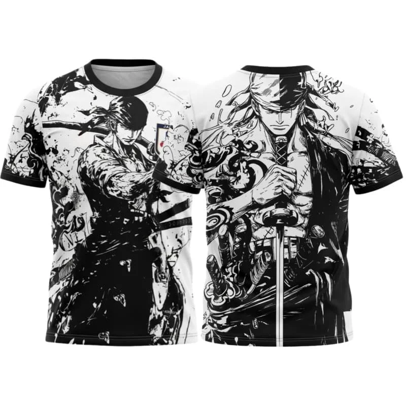 2026 Neues One Piece Zoro Themen-Trikot, Japanisches Anime-T-Shirt, Atmungsaktiv, Kurzarm, Unisex, für Erwachsene/Kinder, Familien-Set – Detail 5