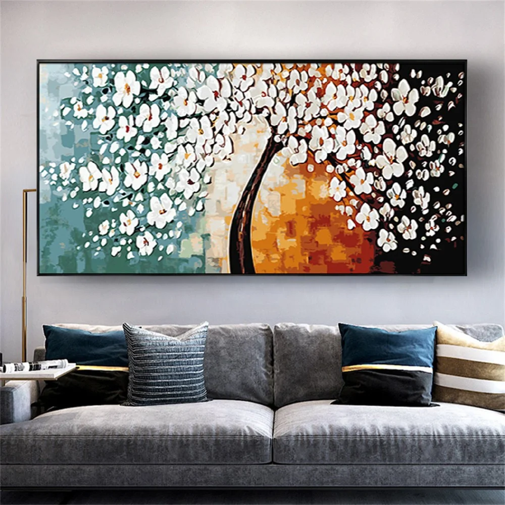 Pop Art 100% Hand Painted Flowers Tree Draw Morden Oil Painting On Canvas large Wall Art Pictures For Live Room Home Decor mural