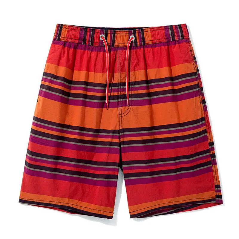 

Men's Moisture-Wicking Striped Shorts Lightweight Cotton Summer Comfortable Loose Fit Casual with Elastic Drawstring Waistband
