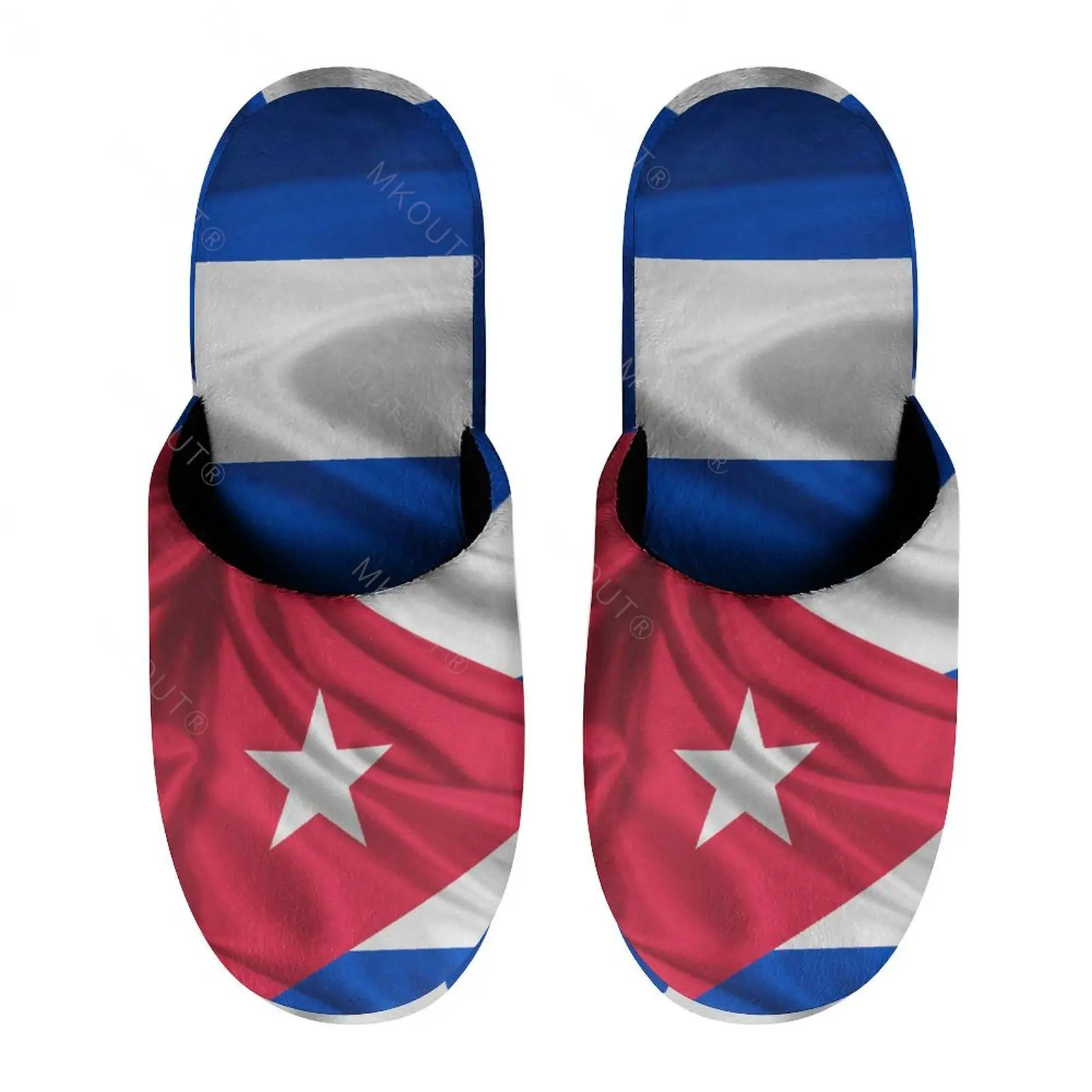 Cuba Flag (6) Warm Cotton Slippers For  Men Women Thick Soft Soled Non-Slip Fluffy Shoes  Indoor House Slippers Sandles