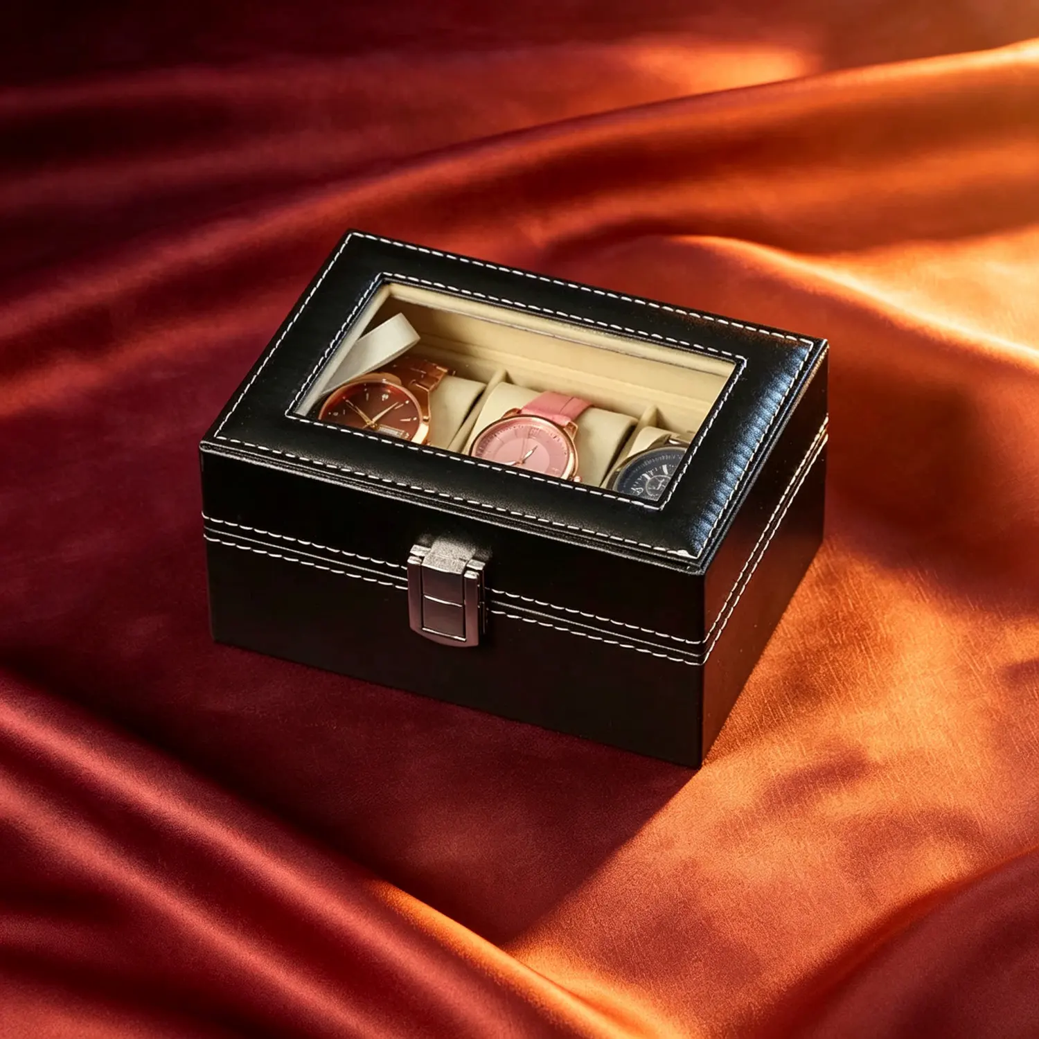 High Capacity Leather Watch Organizer Box