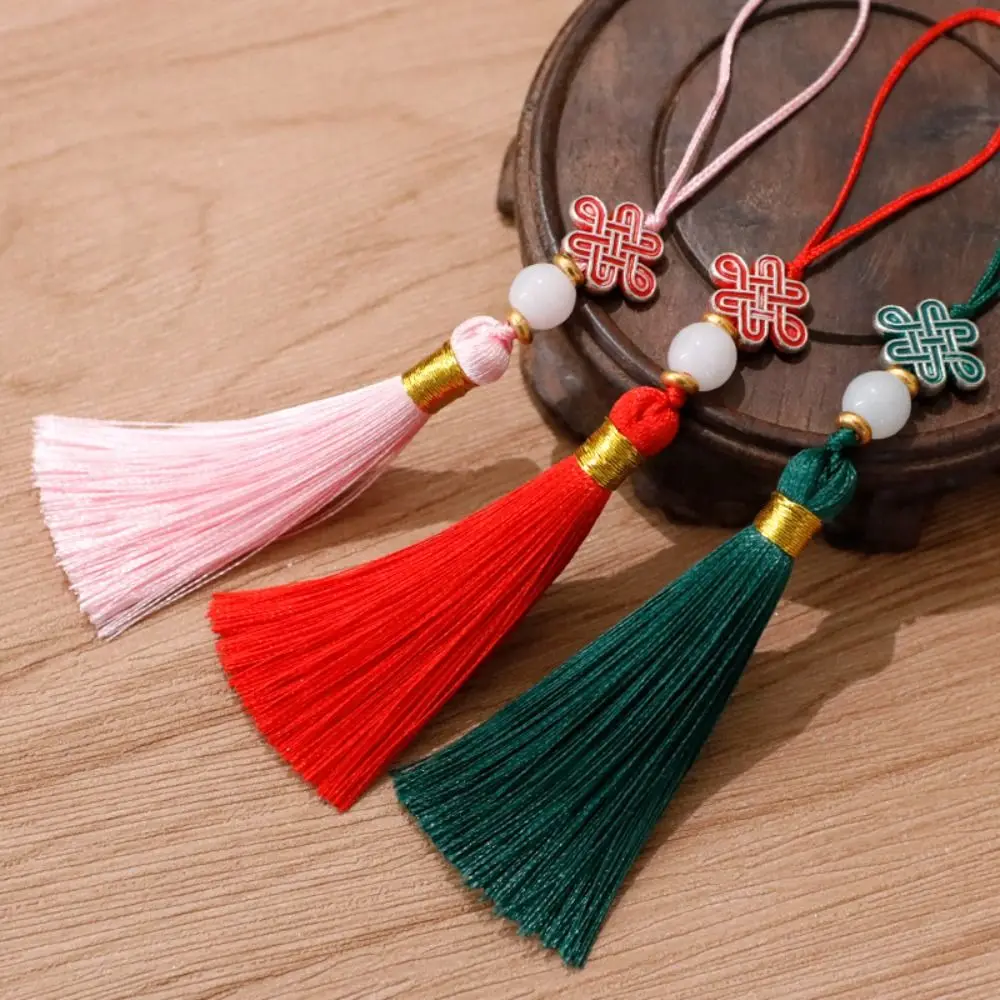 DIY Colorful Chinese Knot Tassel Pendant Chinese style Craft Bookmark Hanger Hanging Decoration Clothing Pendant Bag Accessories