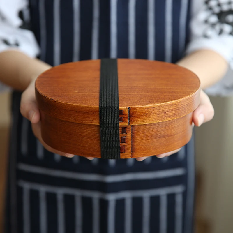 Wooden Lunch Box Japanese Bento Lunchbox Food Container Small Fruit Sushi Food Box Kids School Lunch Box Travel Picnic Tableware