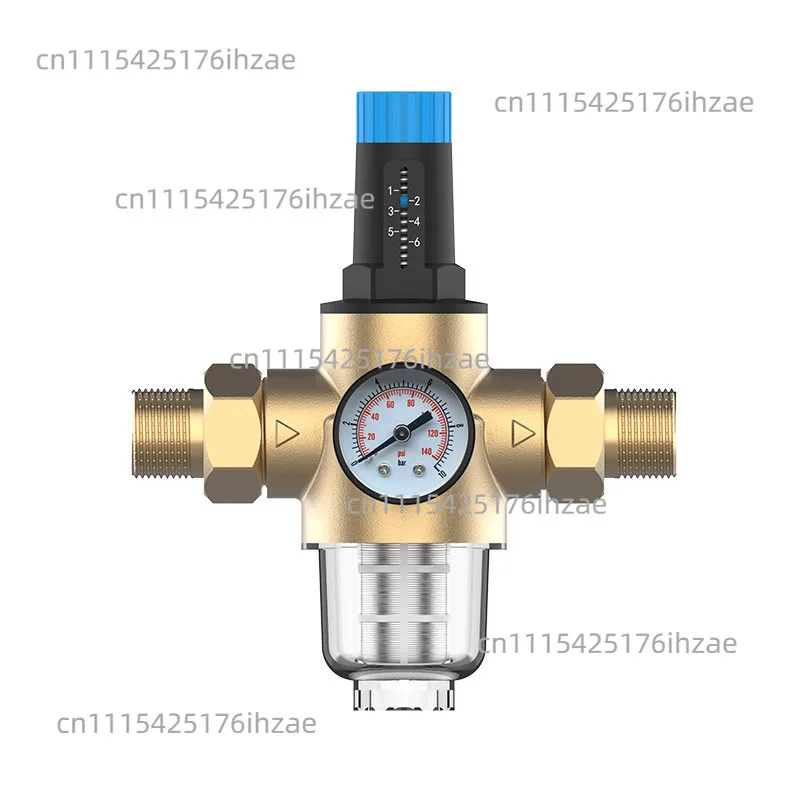 DN25 DN32 Brass Pressure Reducing Valve with Gauge Pipeline High Flow Filter 2-way Static Pressure Reducing Valve for Tap Water