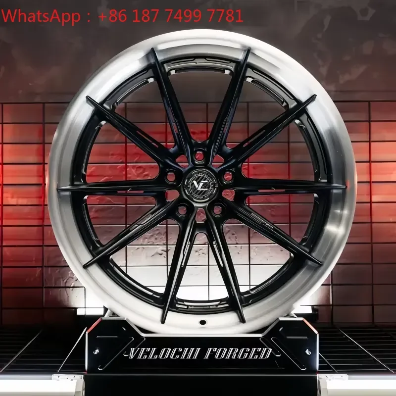 Velochi 3 Piece Deep Dish Brushed Polished 5x120 5x112 5x114.3 18 19 20 21 22 Inch Forged Wheels for Passenger Car Rims