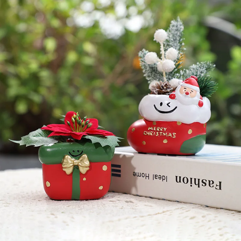 عيد الميلاد موضوع المزارعون النضرة الراتنج الأواني الزخرفية للمنزل الديكور هدية فكرة حاوية الخضرة احتفالية