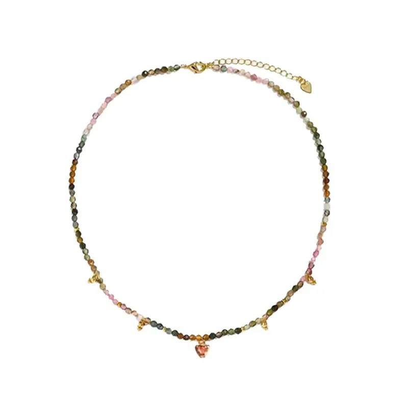 

Color beaded ethnic style advanced stacked collarbone chain