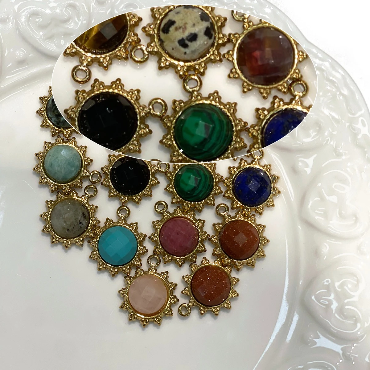 DIY Small Pendant Natural Stone Sun-Flower Pendant 15x18mm For Jewelry Making DIY Necklace Bracelet Earrings Accessory