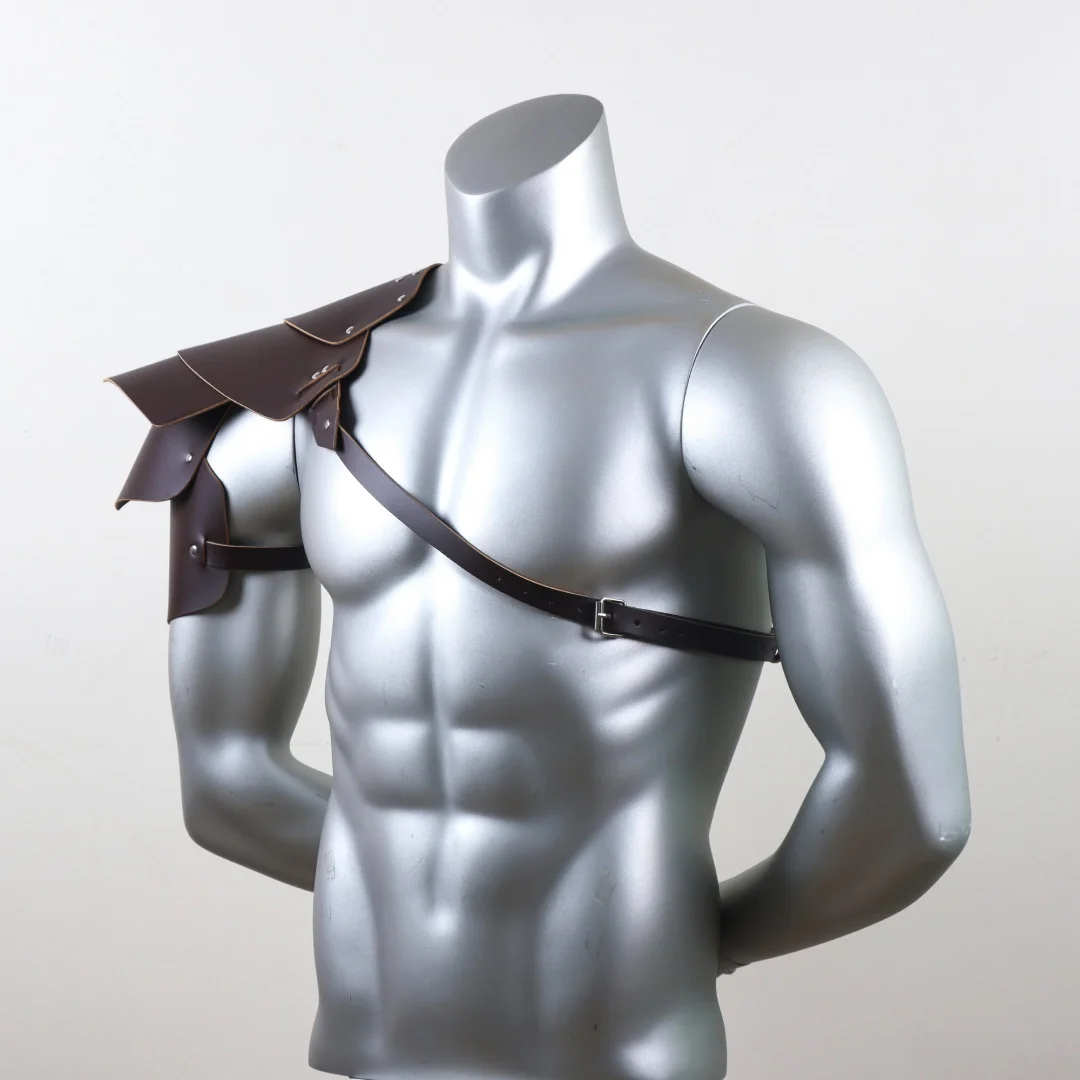 Medieval Armor PU Leather Harness Man Gothic Shoulder Belt Armour Viking Warrior Knight Cosplay Costume Renaissance Accessories