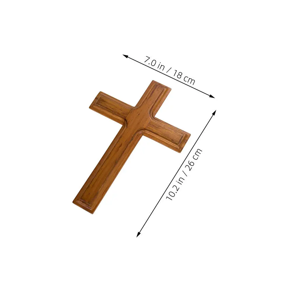 Solid Wood Wall Mounted Cross Decorative Christian Religious Home Church Prayer Space Decoration Natural Grain Finish Beige