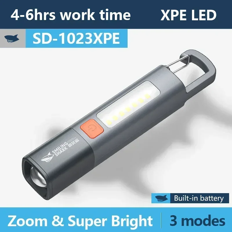 

With Hook Rechargeable USB Flashlight Water Proof with Side Light Retractable Focus Outdoor Camping Night Patrol Led Light