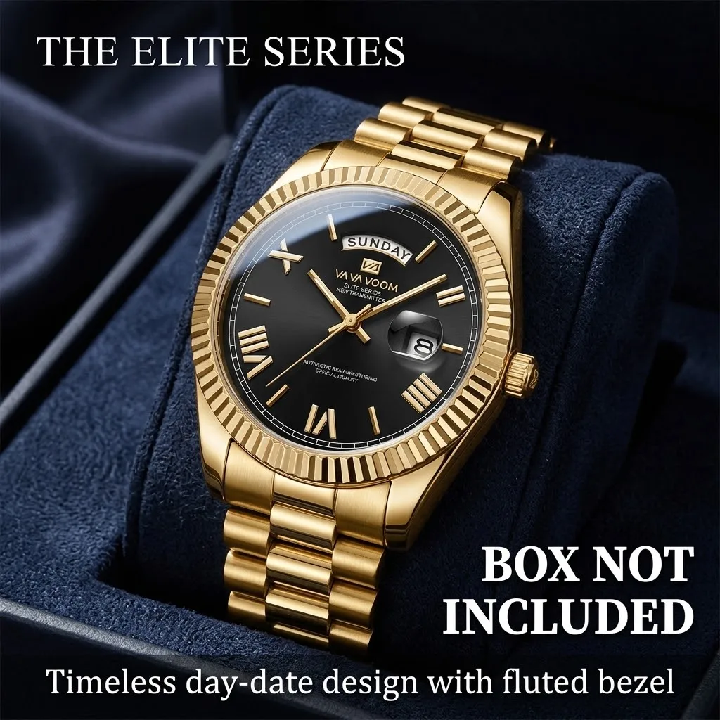 Men's trendy watches, three-dimensional Roman hour markers, week calendar timing, business and leisure watches