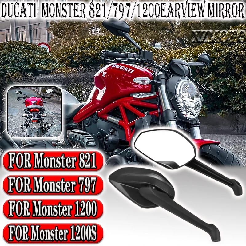 

New For Ducati Diavel 14 Monster 821 1200 1200S 821 797 Dark Motorcycle Left Right Mirror Rear View Rearview Side Mirrors