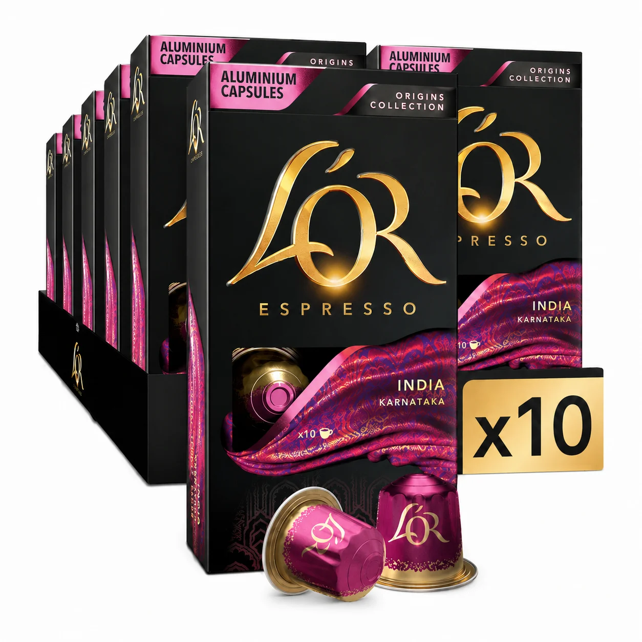 L'Or Cafe - Pack Café L’or Espresso India 10 Cápsulas Compatibles - 10 uds - QUMIR