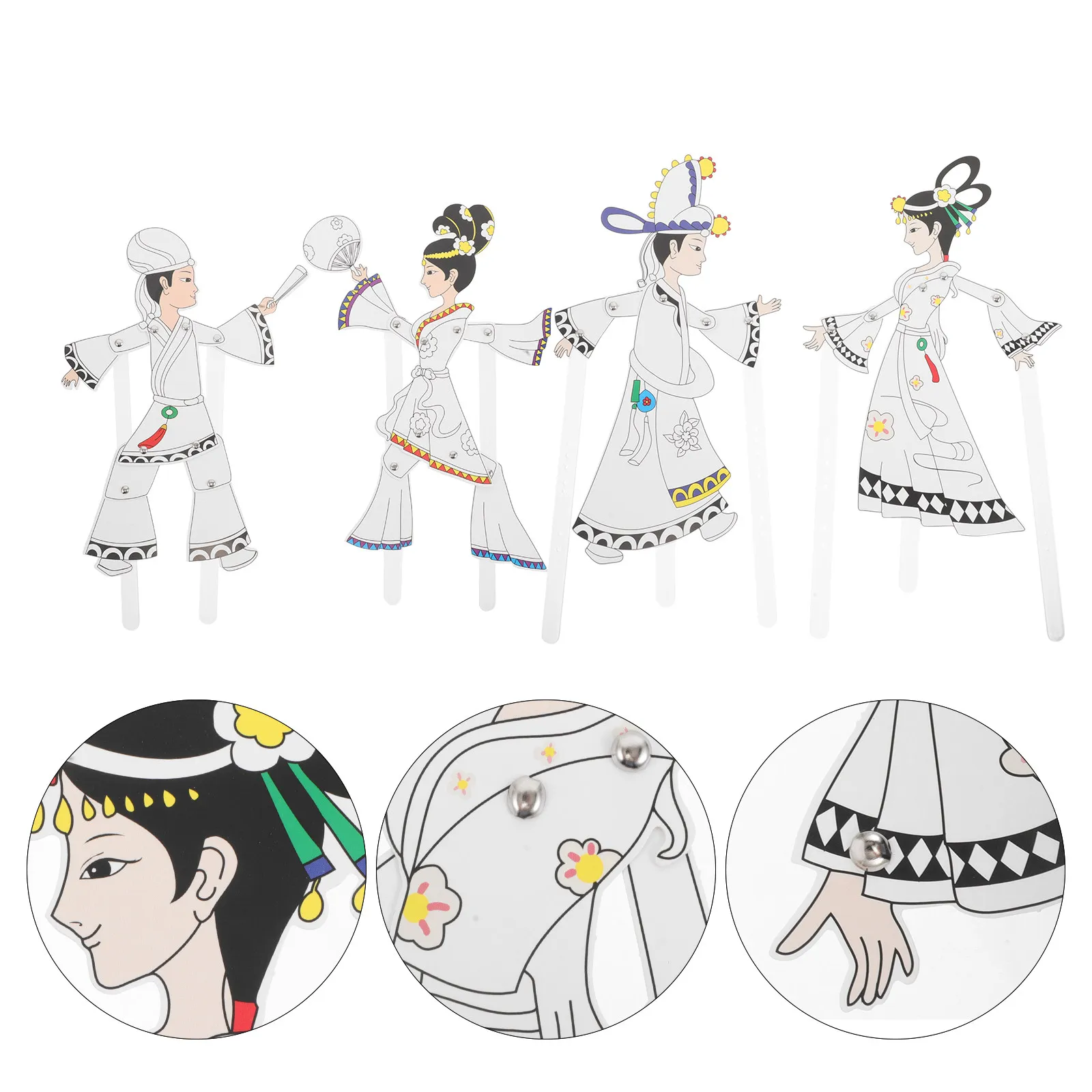 

4Pcs Chinese Traditional Shadow Puppet DIY Kit for Kids Adults Creative Craft Set Storytelling Family Bonding Cultural Art