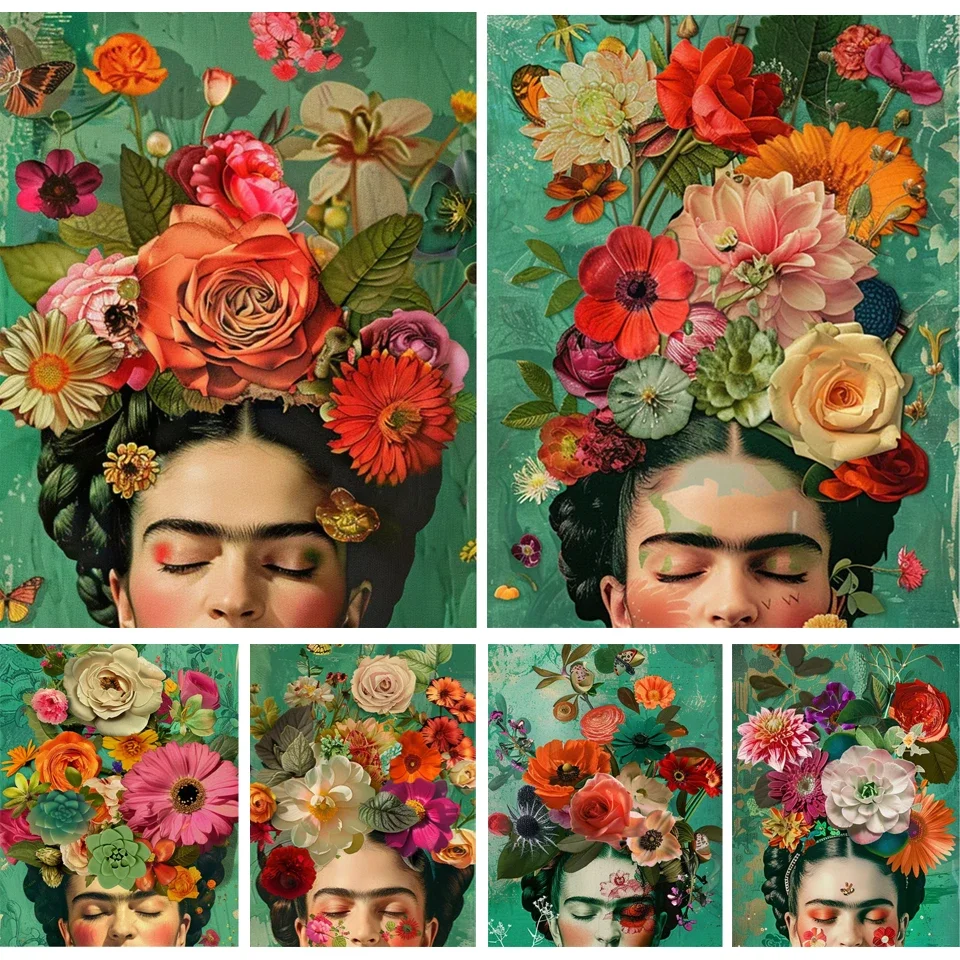 

2024 New Diamond Painting Girl Flower Cross Stitch Kit Full Diamond Mosaic Women Art Embroidery Pictures for Home Decoration