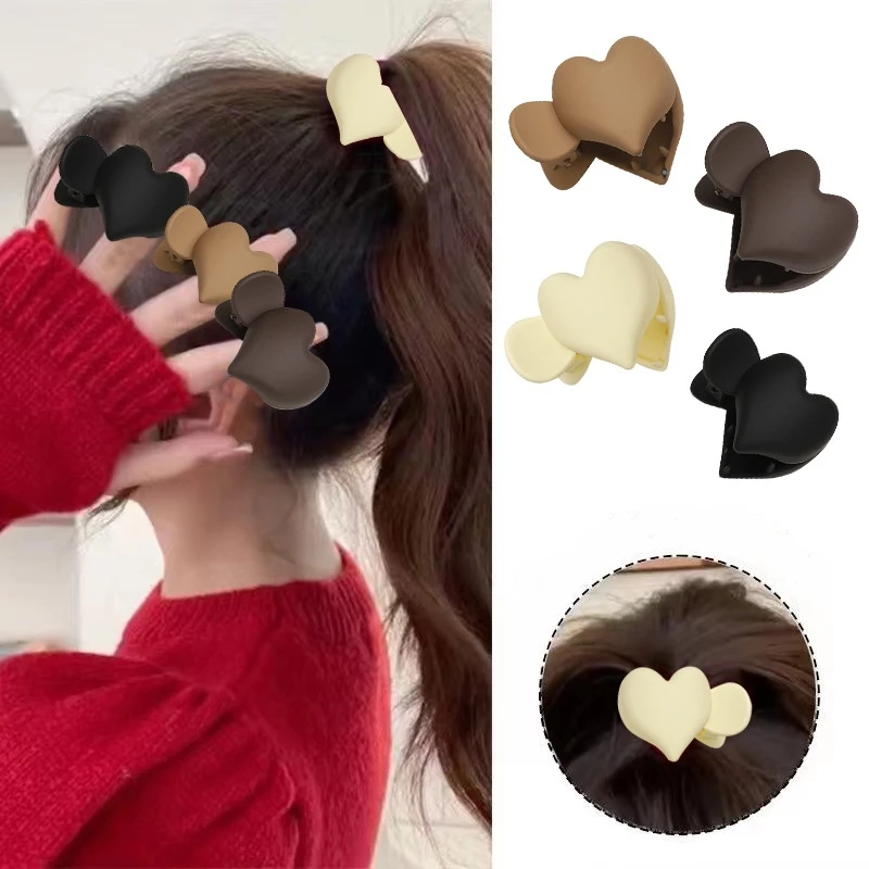 AISHG Solid Color Frosted Love Grab Hair Clips Women Korean Minimalist Hairpin Elegant Fashion Cawl Clip Girls Hair Accessories