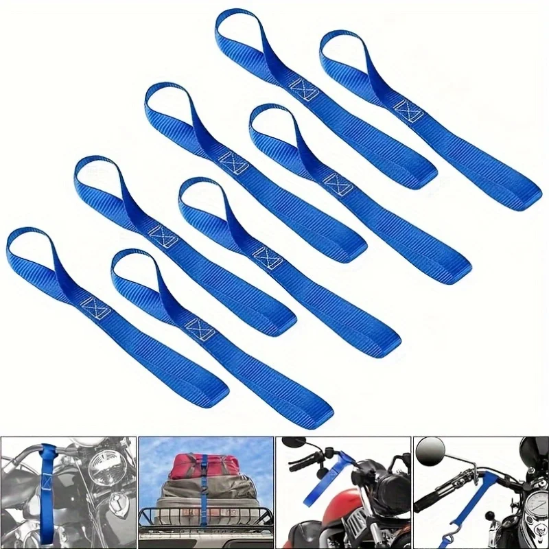 12 correas azules de bucle suave para motocicleta, accesorios para motocicleta |   Correas de carga seguras |   Correas de transporte duraderas