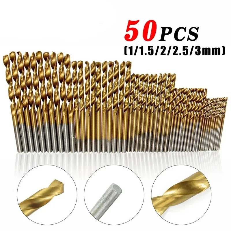 50Pcs Multi Funktion Metall Bohrer Power Werkzeuge Woodwor Titan Beschichtet Kobalt Bohrer Bits HSS High Speed Stahl Bohrer Set werkzeug