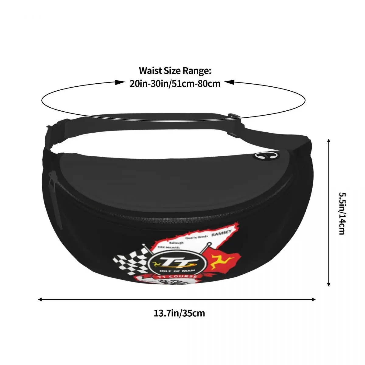 Isle Of Man TT Racing Course Fanny Pack Homens Mulheres Motocicleta Esportes Crossbody Saco da cintura para viagens Ciclismo Telefone Money Pouch