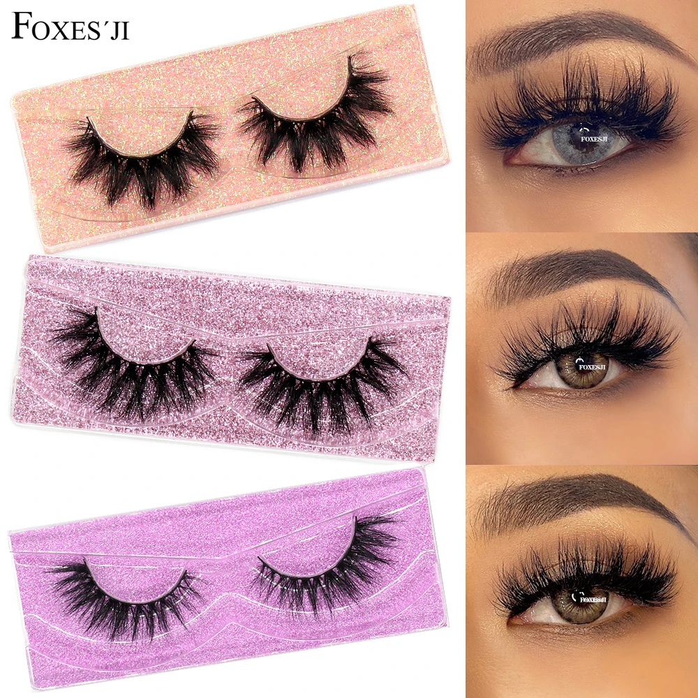 FOXESJI 3D Mink Lashes Makeup False Eyelashes Fluffy Thick Cross Cruelty free Natural Mink Eyelashes Strip Eye Lashes Extension