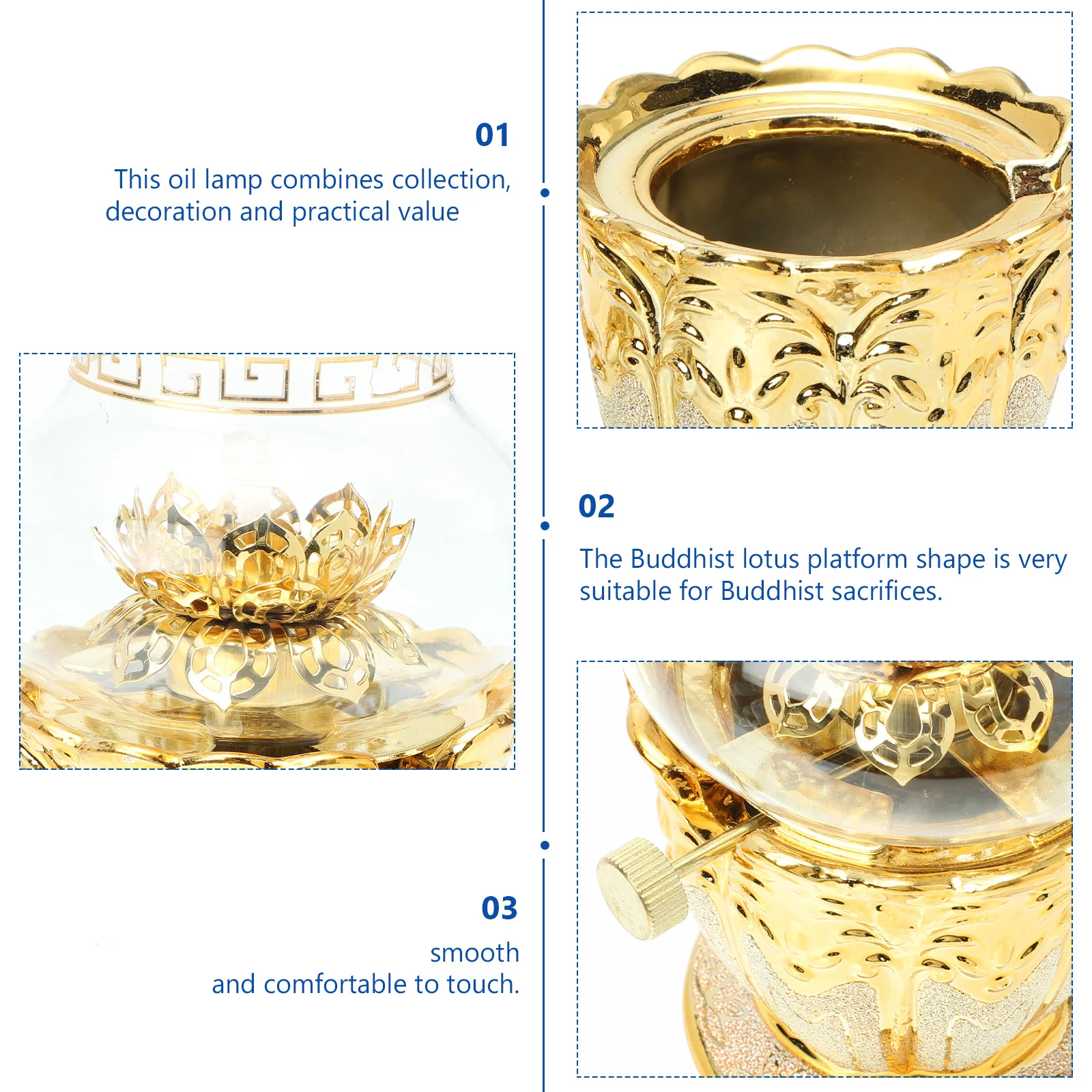 

Unique Alloy Lotus Oil Lamp Elegant Decoration Home Light Glass Cover Oil Lamp Lotus Shaped Light