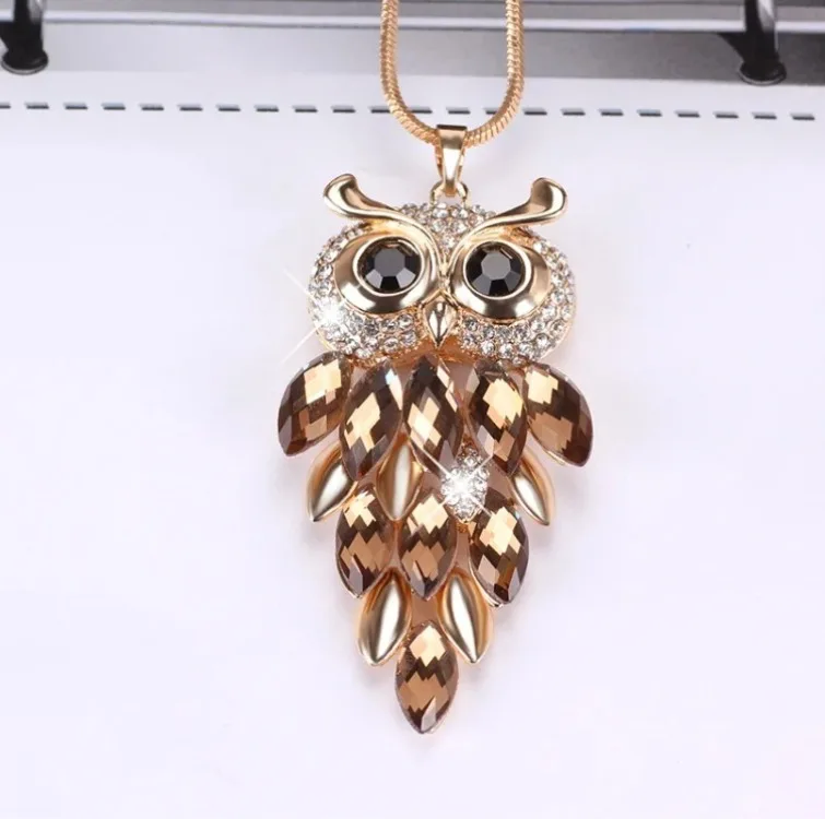 

Suijue Korean version fashionable and versatile long necklace Owl Cat's Eye stone sweater chain