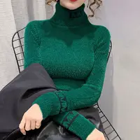 Autumn Winter New Letter Printing Sweaters Long Sleeve High Neck Solid Color Slim Youth Pullovers Elegant Fashion Women Clothing 5