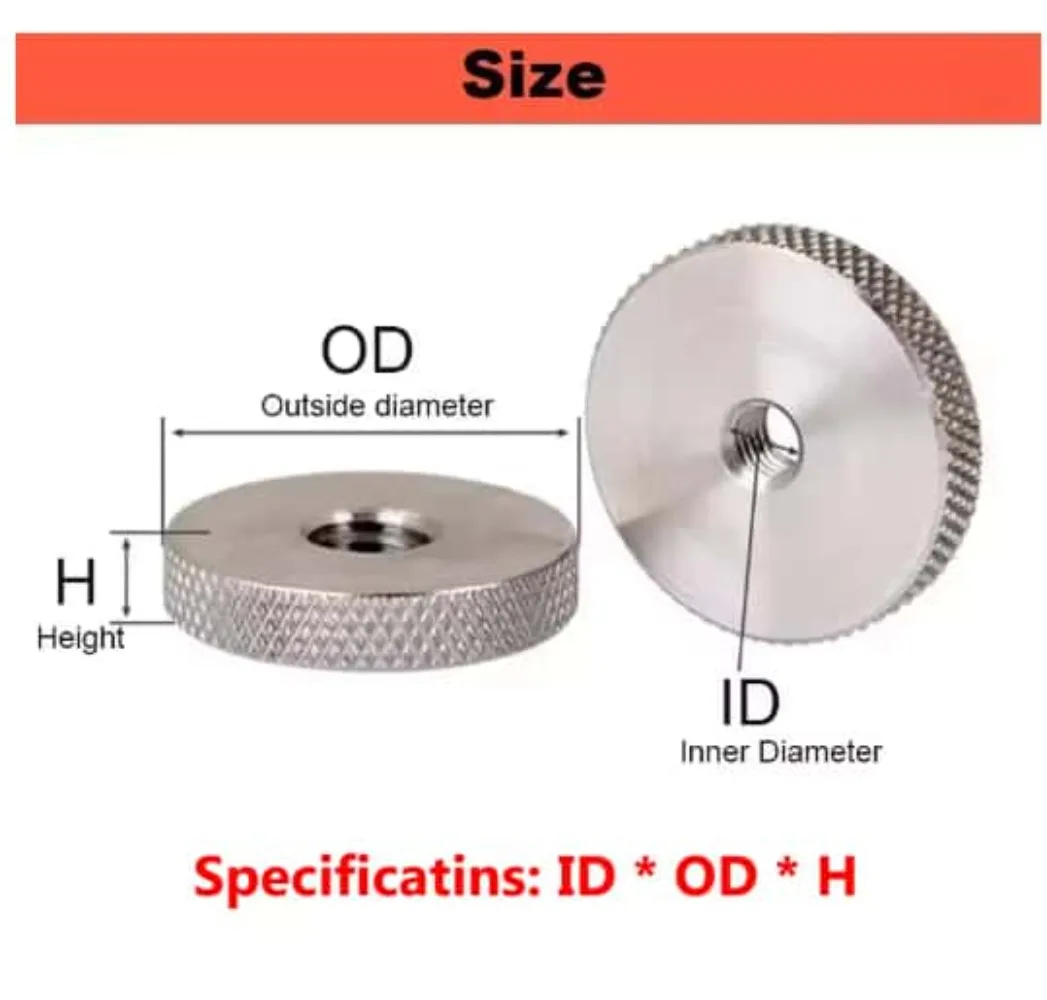 1‑5Pcs 304 Stainless Steel Flat Knurled Nut M3 M4 M5 M6 M8 M10 5‑6mm Thin Round Hand‑Screwed Nut for Equipment Assembly