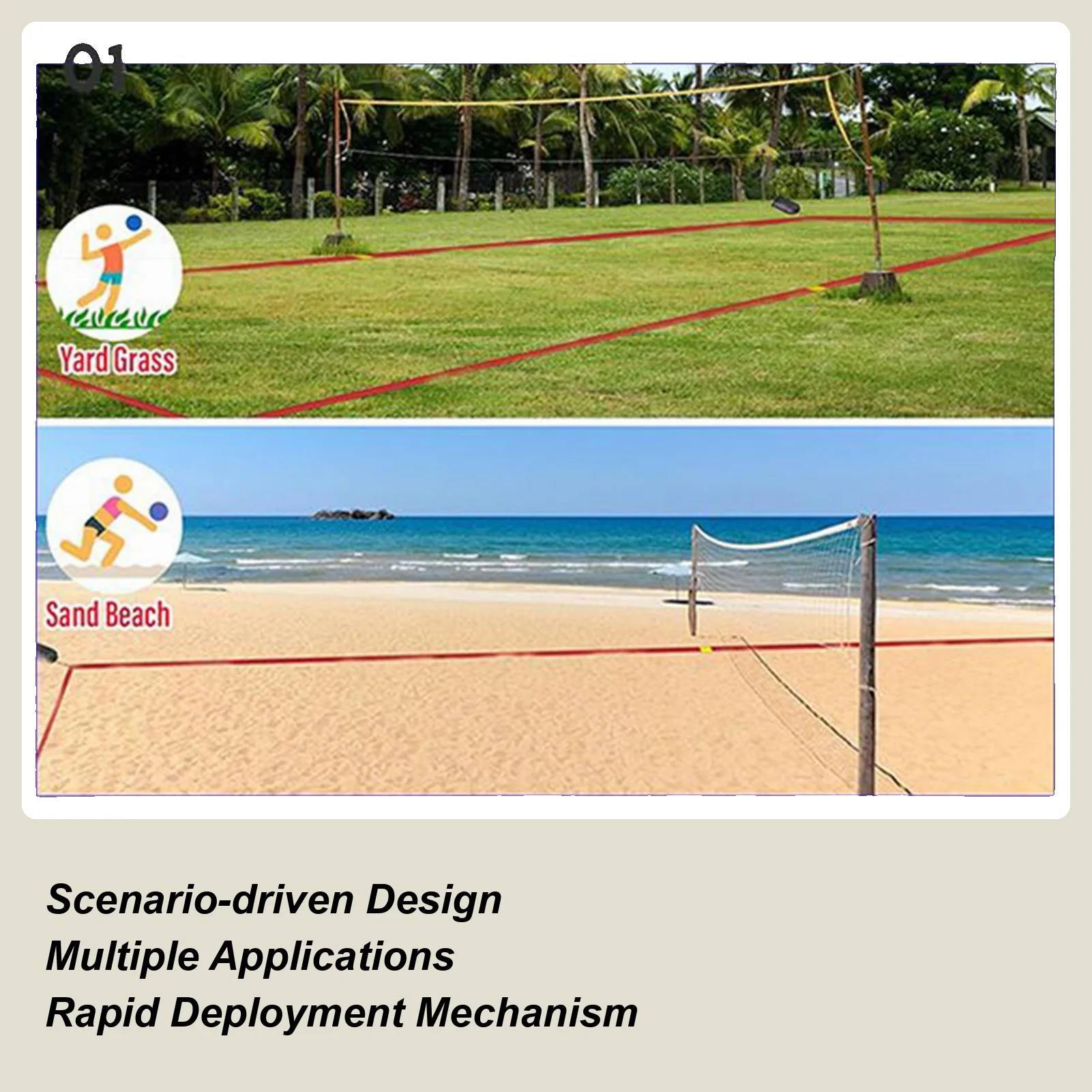 

Beach Volleyball Lines Outdoor Volleyball Marking Foldable Sports Accessories For Park Home Practice Backyard Outdoors