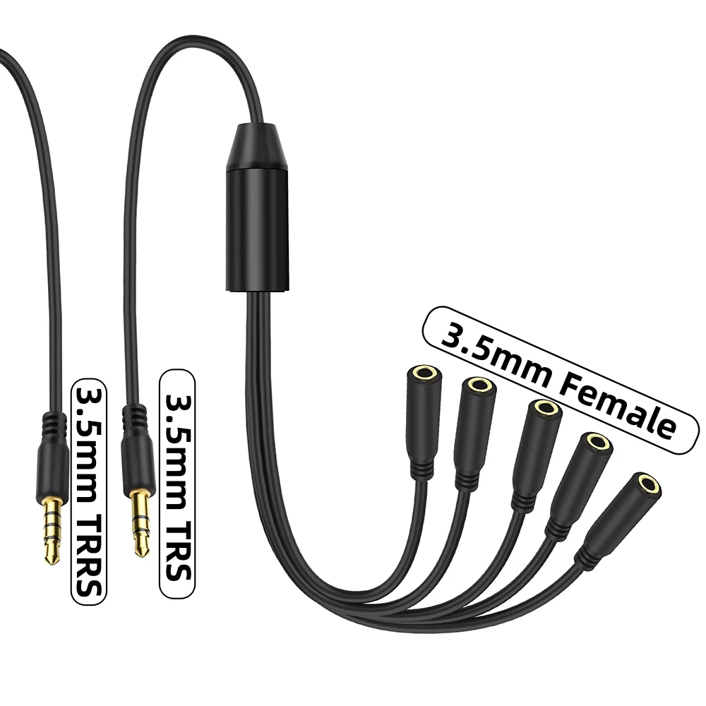 3.5mm Audio Jack Splitter 1 to 3-6 Ports Aux Adapter Plug and Play for Smartphones Headset Laptop Desktop Speaker