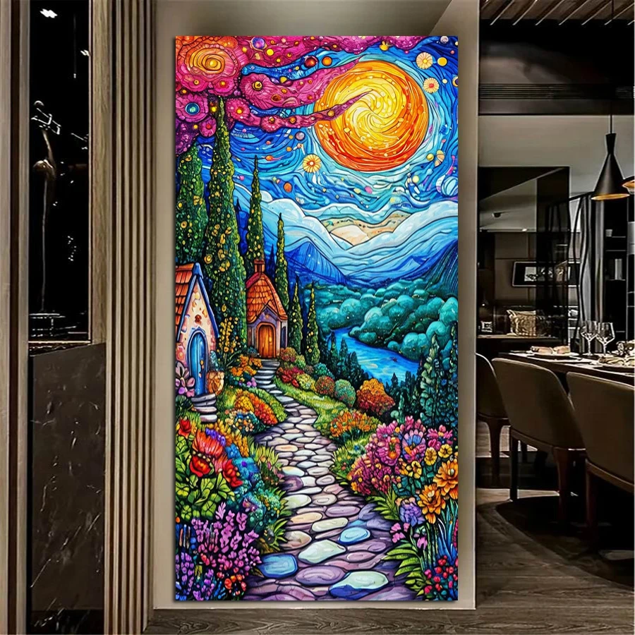 Abstract Colorful Scenery Large Size Diy Diamond Painting Kits Landscape Full Square Round Drill Mosaic Embroidery Pictures