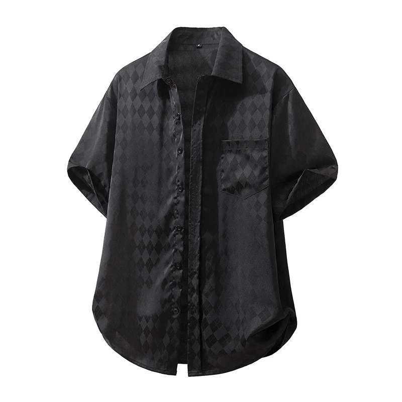 

High Quality Summer Floral Shirt for Men Short Sleeve Slim Fit Lapel Shirts Fashion Korean Casual Business Dress Shirt