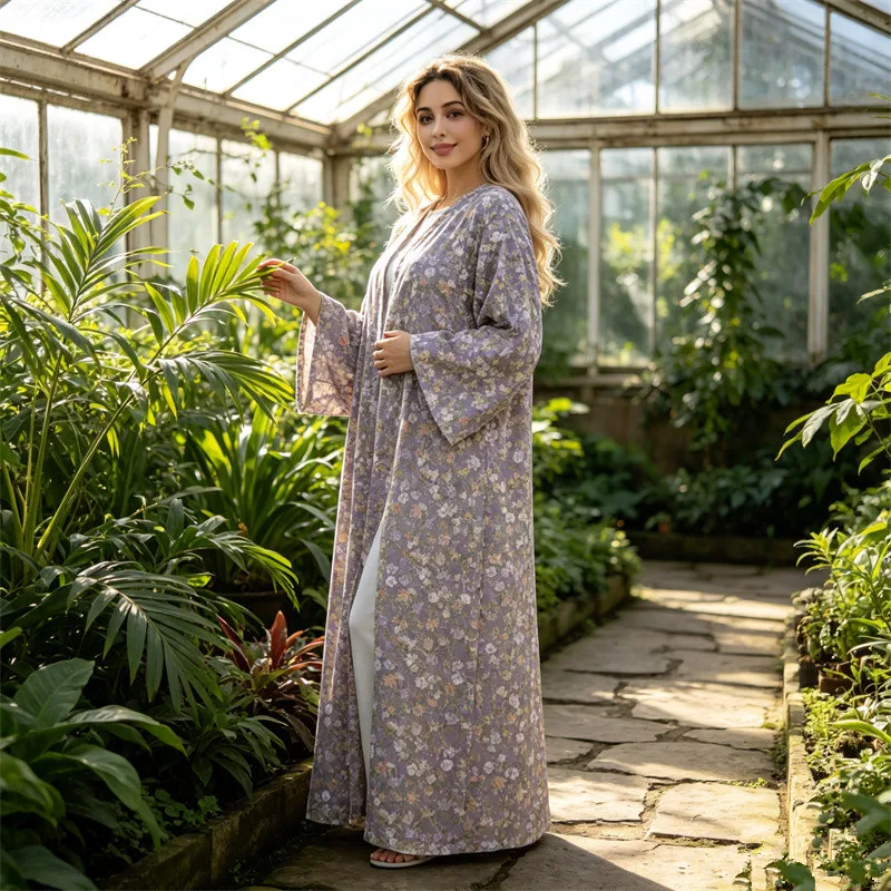 Fashion Muslim Women Dress Embroidery Open Abaya Kimono Cardigan With Hijab  Dubai Modest Robe Islam Jalabiya Kebaya Eid Ramadan