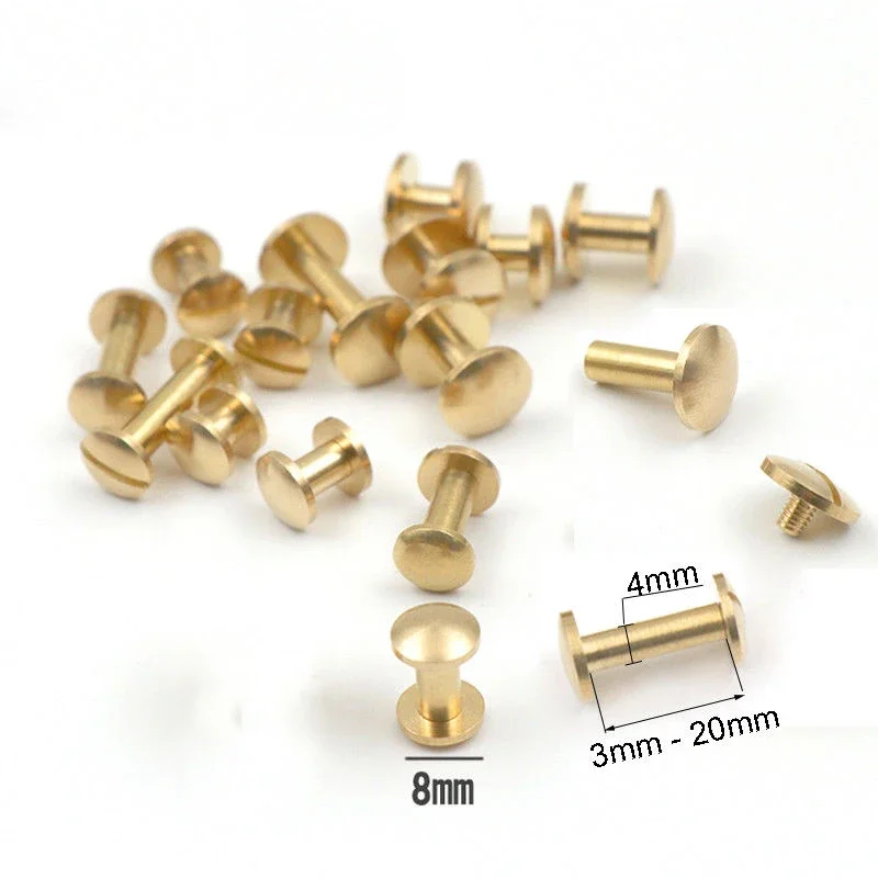 10sets Solid Brass Binding Chicago Screws Nail Stud Rivets for Photo Album Leather Craft Studs Belt Wallet Fasteners