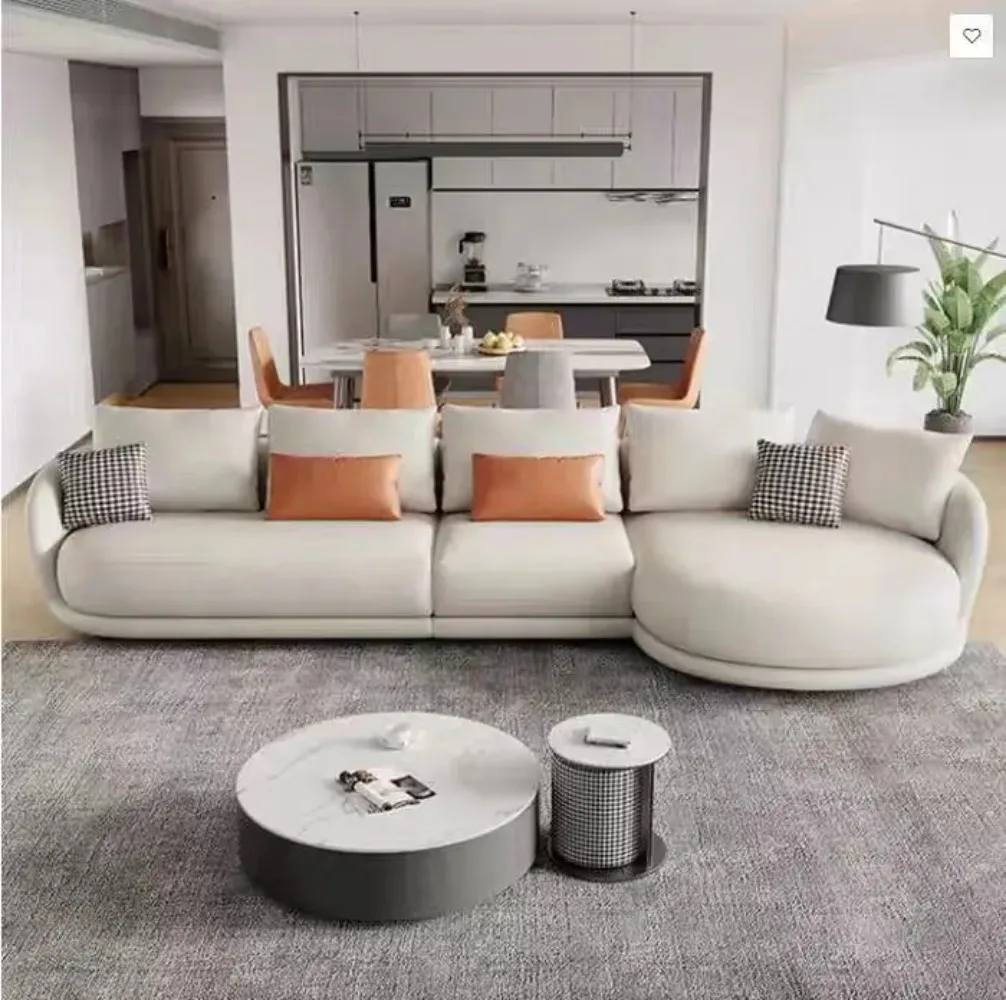 Italy Modern Minimalist Designed Well Sell Livingroom White/grey Sectional Fabric Sofa Set Luxury Living Room Furniture