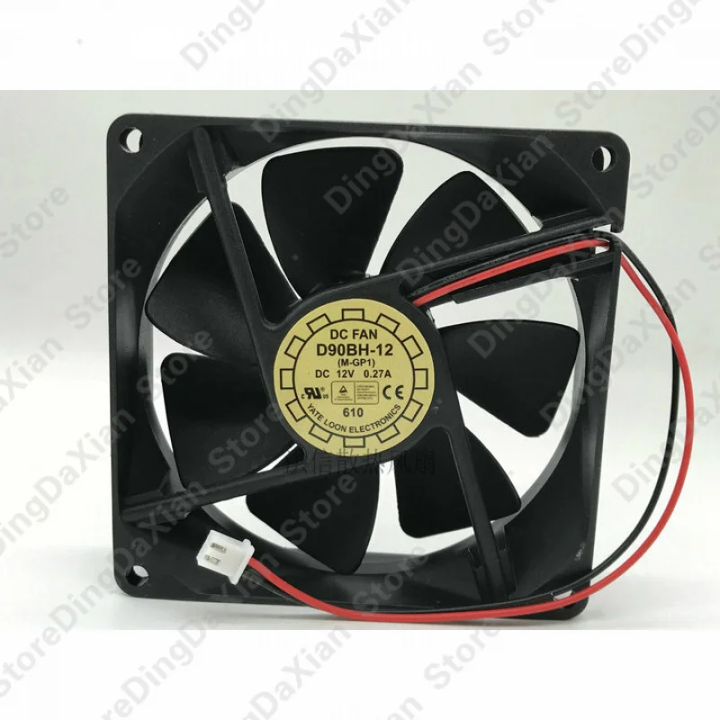H For Compatible With Yuelun D90BH-12 12V 0.27A 9025 9cm 2-wire chassis inverter cooling fan1pcs