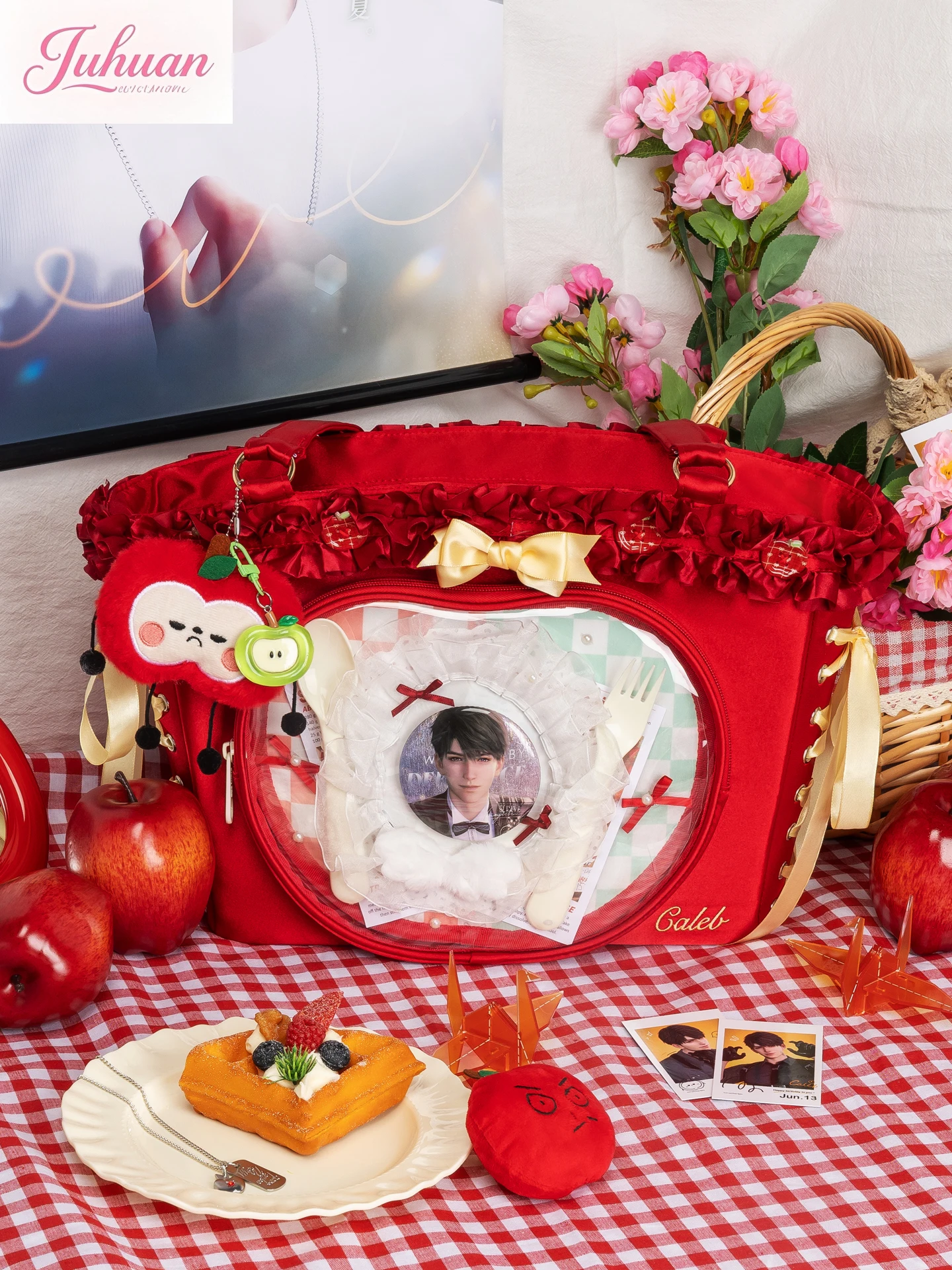 

Оригинальная женская сумка через плечо с оборками Apple Lolita, маленькое количество продуктов питания, второе измерение, красная, большая вместительная сумка Lta для девочек