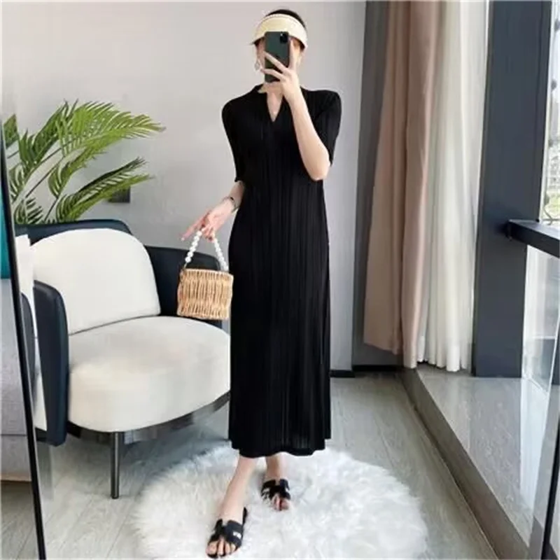 Sukienka damska Sukienki wieczorowe Mama Temperament Moda Spódnica Wczesna wiosna i lato plus rozmiar Gruba damska luźna plisowana sukienka mm