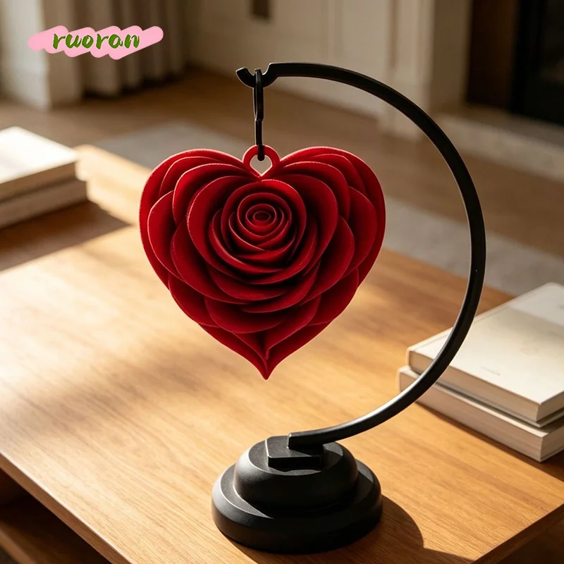 

3D Printed 3D Rose Heart Shape Desktop Decor Instagram High Value Gift for Her Beautiful Home Ornament
