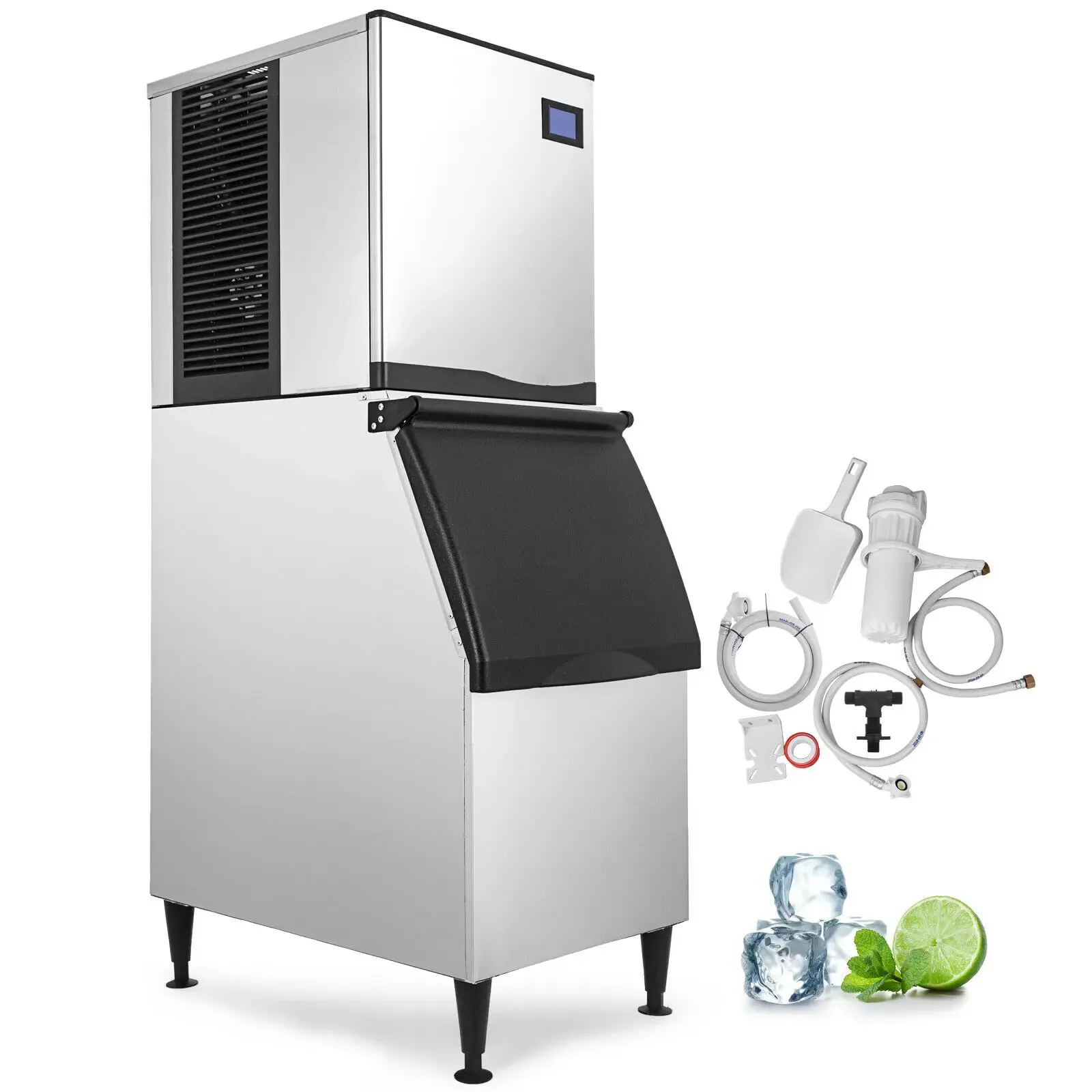 Commercial Ice Maker 250 KG(550 LBS) per day with 140 KG Storage Ice Cube Maker for Bar Home Supermarkets Restaurant