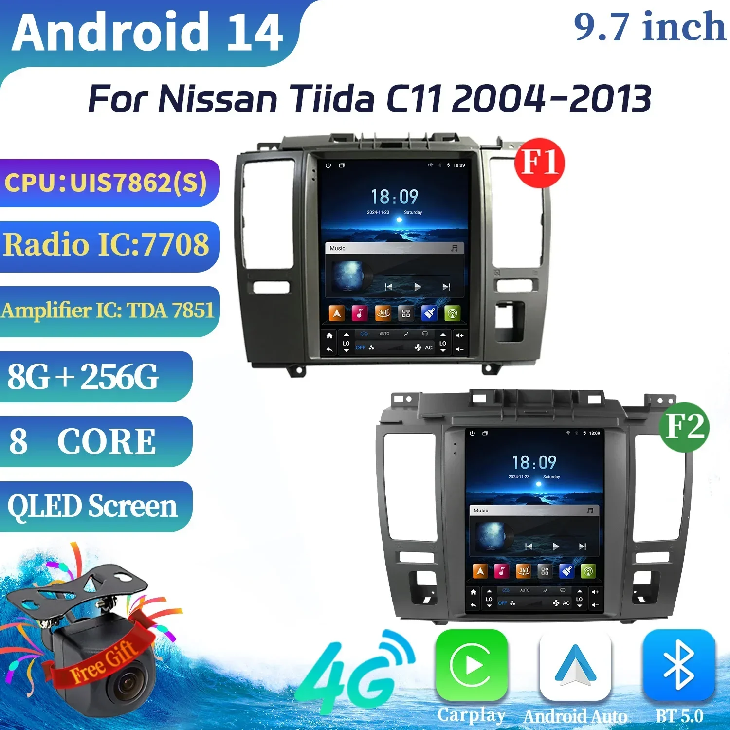 9.7inch For Nissan Tiida C11 2004-2013 Car Radio Multimedia Video Player Navigation 4G GPS CarPlay  Android Auto Screen 4G