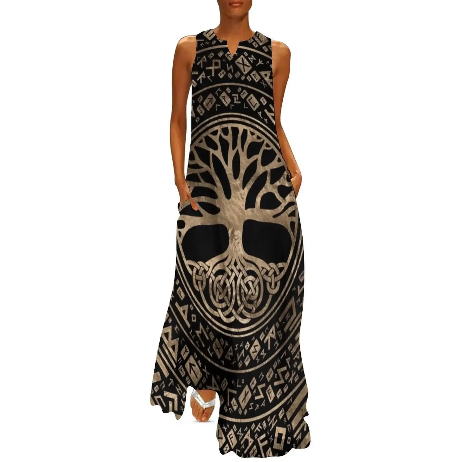

Tree of life -Yggdrasil Runic Pattern Long Dress summer dress women 2025 Women long dress for women 2025