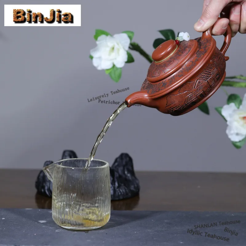 340ml High-end Yixing Purple Clay Teapots Handmade Cottage Pot Raw Ore Dragon Blood Sand Mud Kettle Zisha Tea Set Tea Ceremony