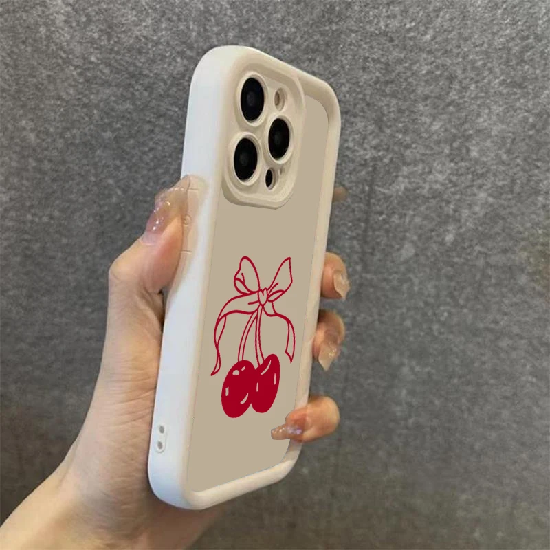 Cute Red Cherry Phone Case For Xiaomi Poco X6 X5 X3 F5 F6 M6 X7 Pro Mi 14T 14 13T 13 12T 12 11 Lite 5G Silicone Soft Cover